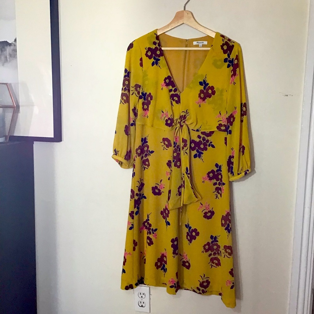 Madewell | yellow floral bow dress